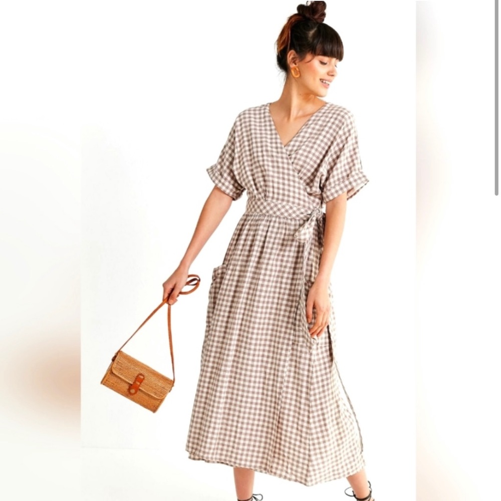Urban Outfitters linen wrap dress size small